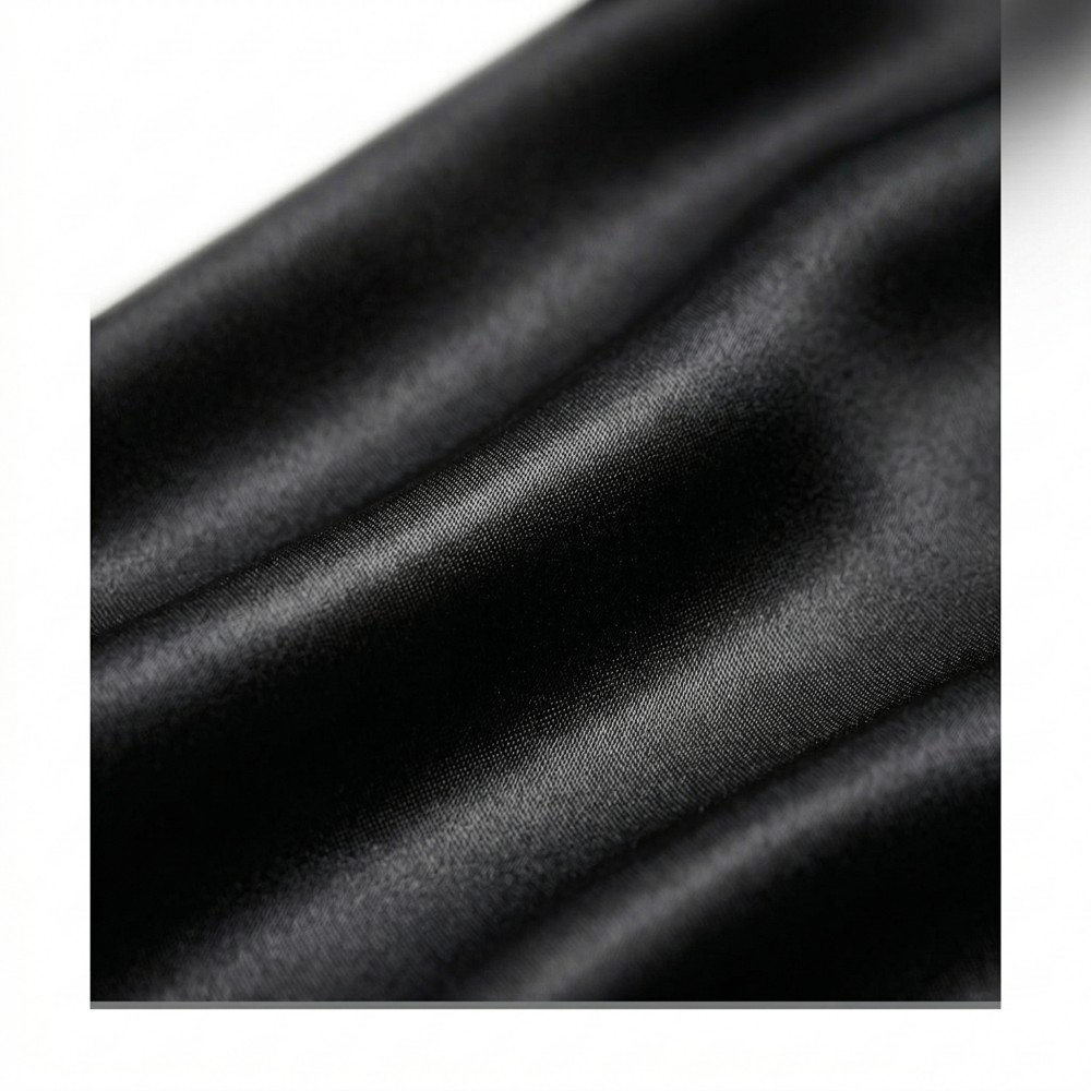 Elegant Black Satin Formal Shirt Dress with Slit - Image 6