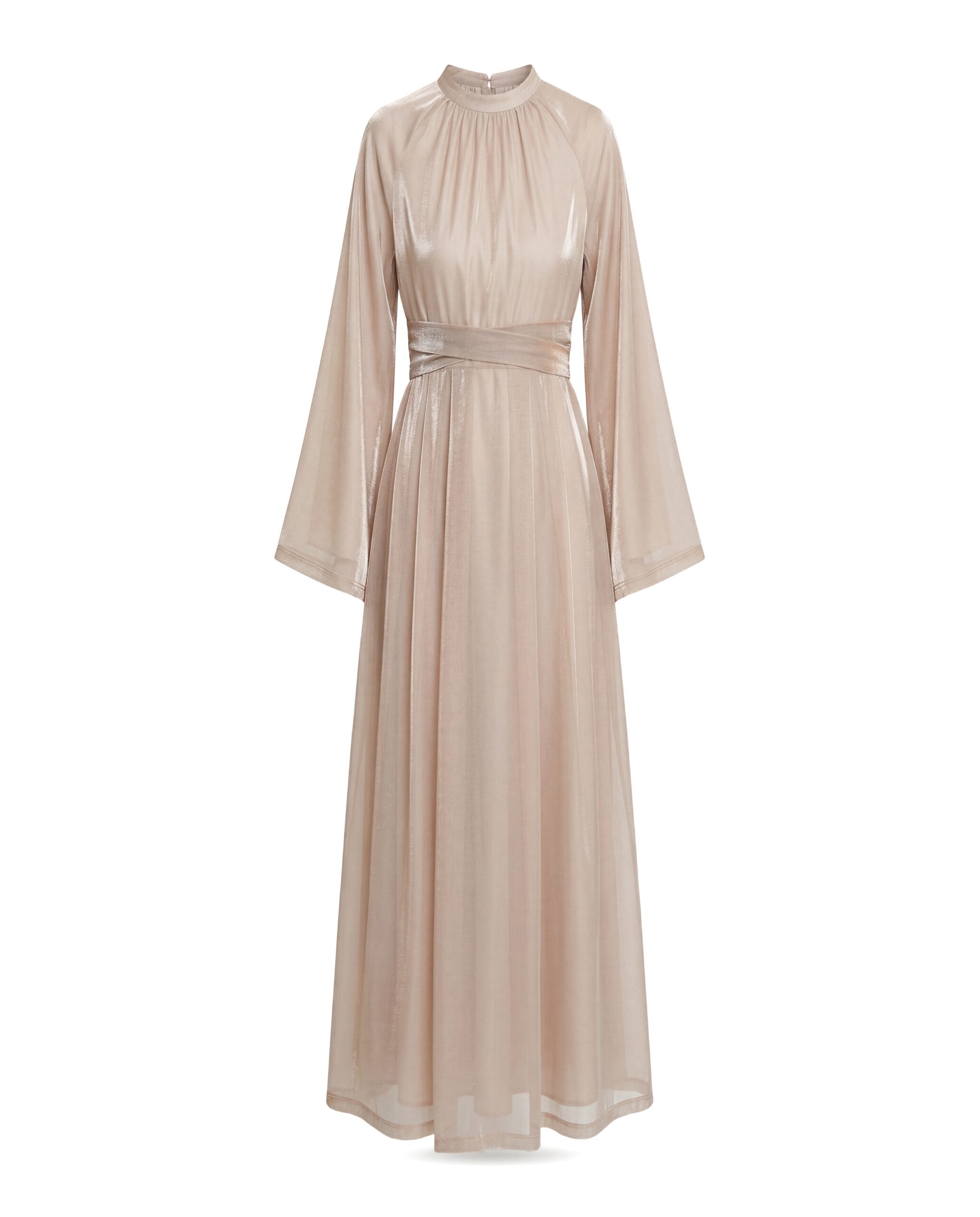 Luxury Champagne Satin Maxi Dress for Wedding Guest Abaya Muslim Clothes