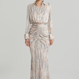 Elegant Waist-Cinched Shirt-Collar Dress