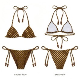 Factory Direct Custom Brown & Beige Polka Dot Triangle Bikini