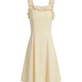Factory OEM Custom Beige Ruffle Trim Fit & Flare Sundress