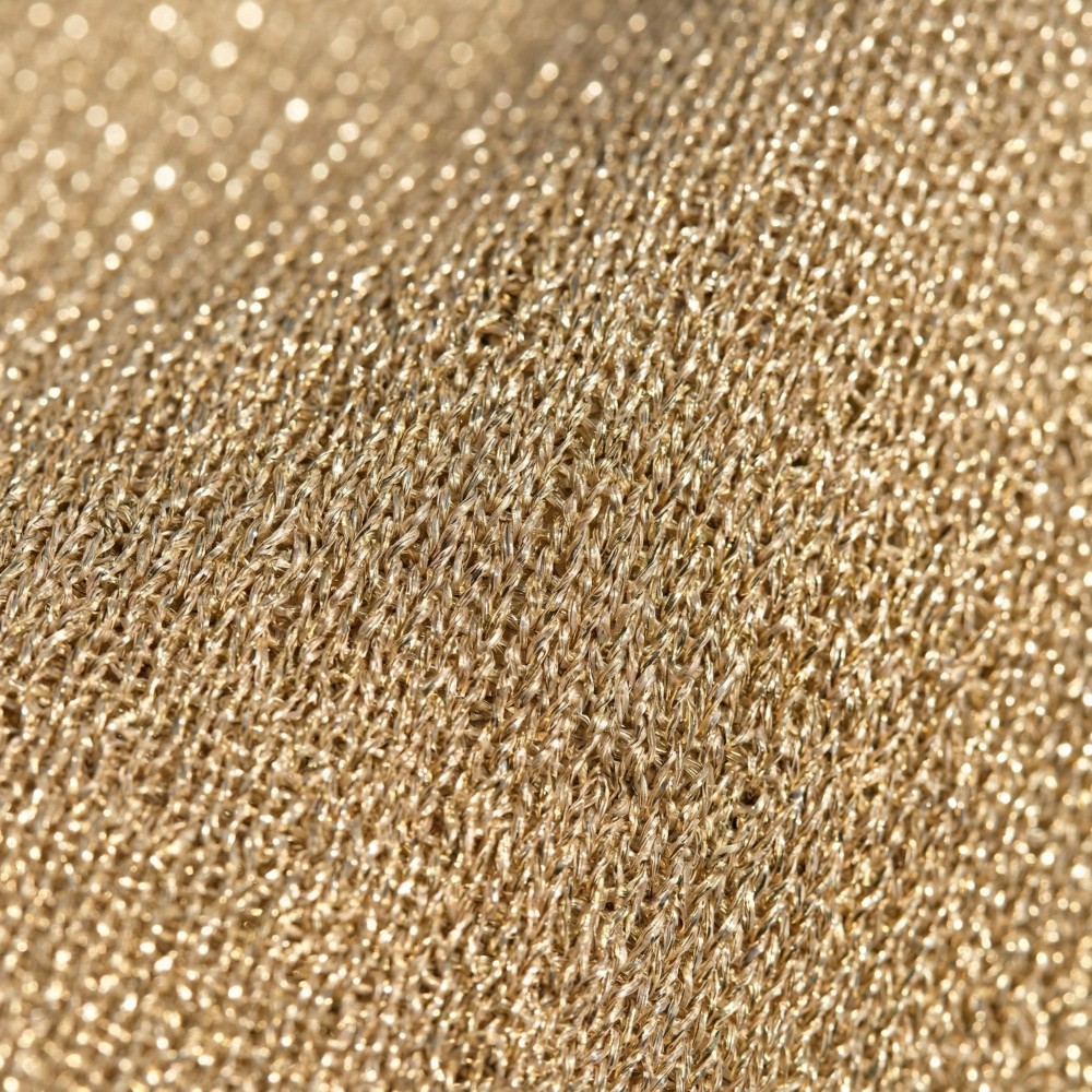 Factory OEM Custom Gold Shimmer Knit Ruched Cami Mini Dress - Image 5