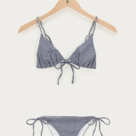 Factory Direct Custom Stripe Tie-Side Triangle Bikini Set