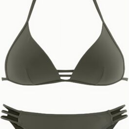 Factory Direct Olive Green Backless Halter Bikini