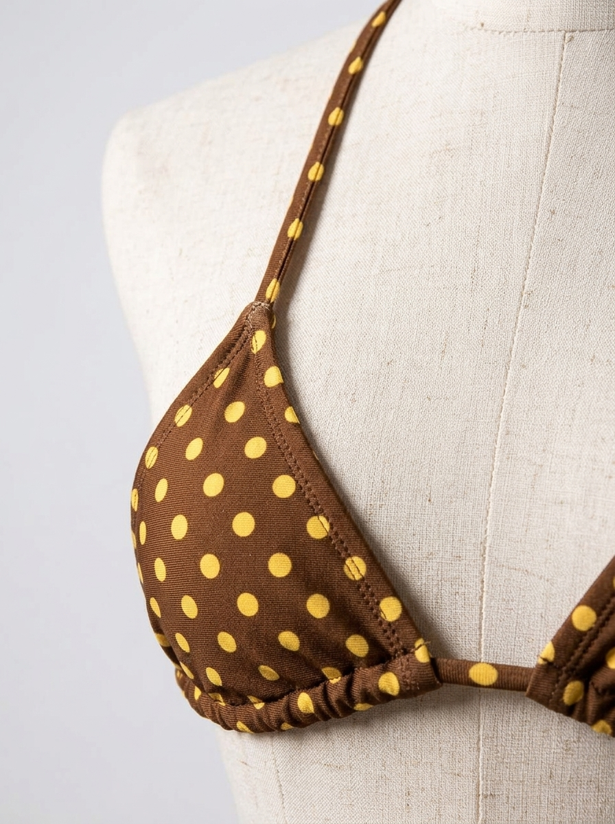 Factory Direct Custom Brown & Beige Polka Dot Triangle Bikini - Image 6