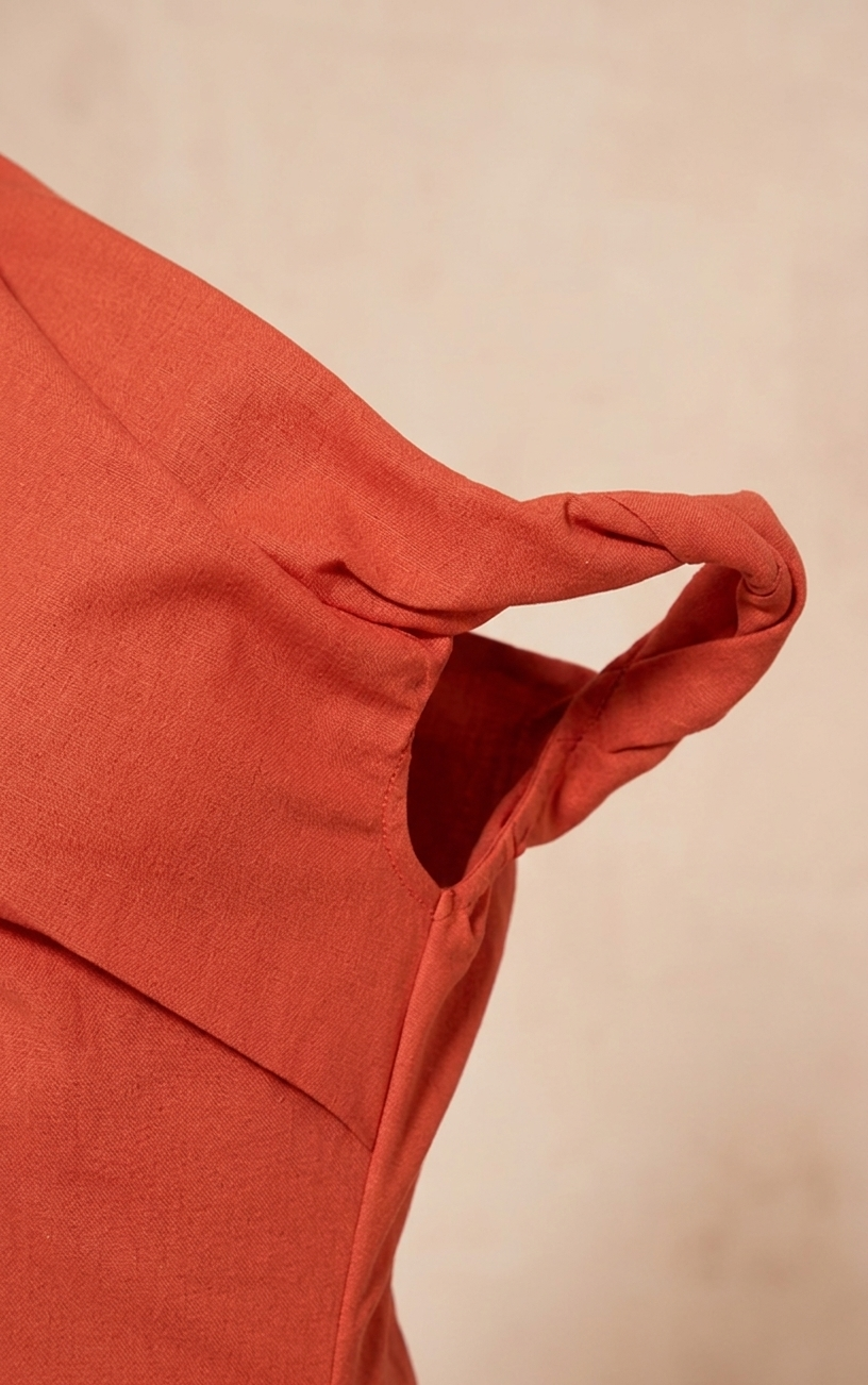 Factory OEM Custom Orange Asymmetrical Ruched Mini Dress - Image 3