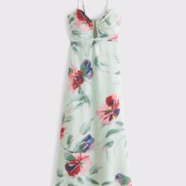 Factory OEM Custom Mint Floral Ruched Bust Cami Maxi Dress